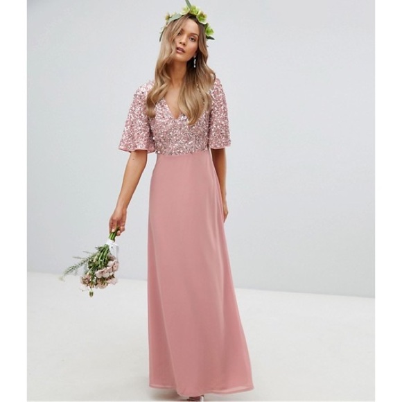 ASOS Dresses & Skirts - ASOS Maya Sequin Flutter Sleeve Holiday Dress